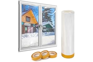 AGHITG Window Insulation Kit, Clear Shrink Film 63 Inch x 20FT Length Insulation Film with Double-Sided Tape for Weatherproofing Window Insulation for Summer.Rv Insulation