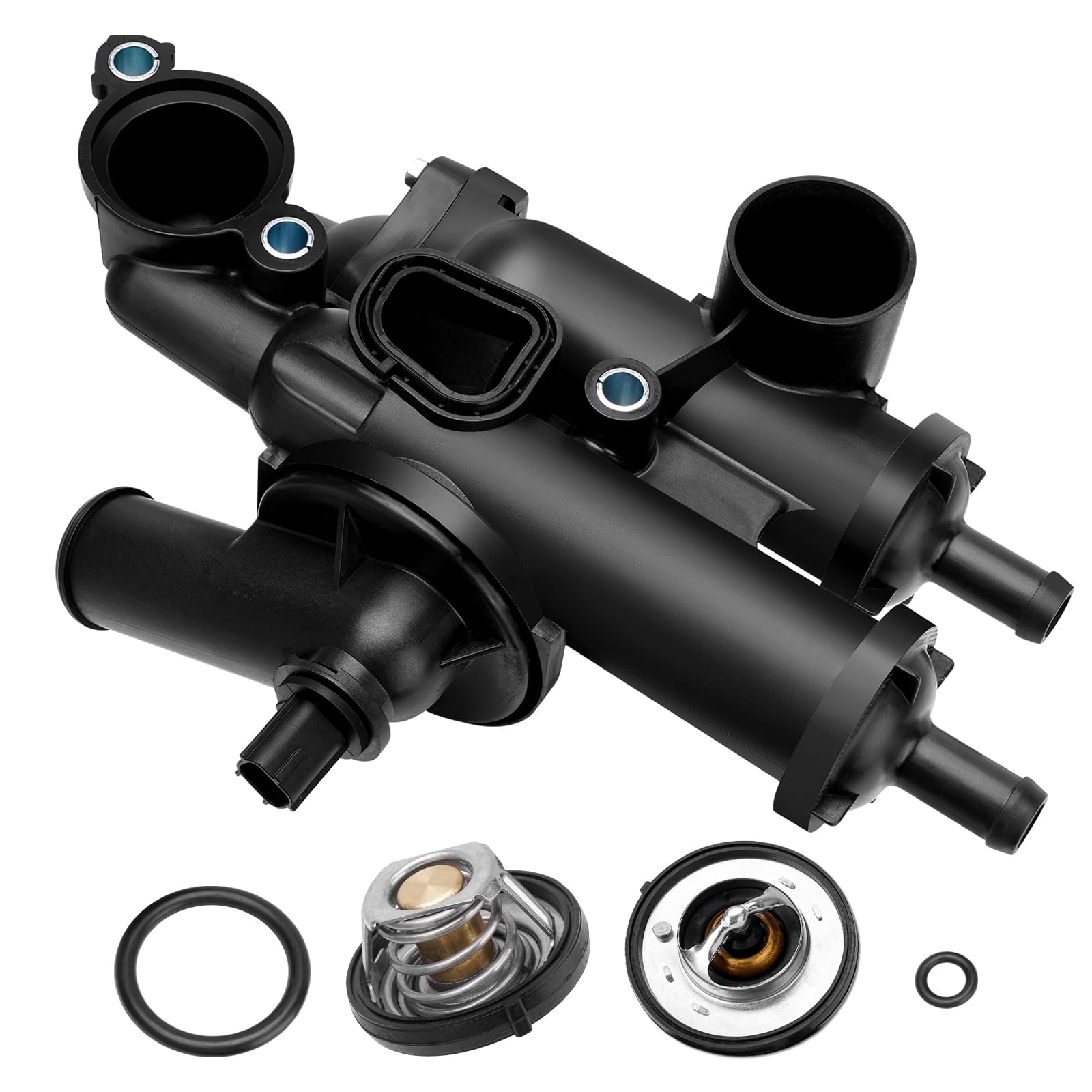 Photo 1 of 902-319 Engine Coolant Thermostat Housing Assembly with Gasket Compatible with Chrysler Sebring Dodge Avenger Caliber Journey Express Jeep 2.4L Replace# 68003582AB, 4884571AB, 06508355AA