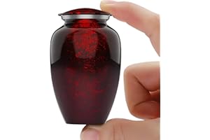 MODERN MEMORIALS Modern Memorial Franklin Red Granite Cremation Urn - 3 lb Decorative Keepsake Urn for Human Ashes & Pet Ashes - Aluminum Memorial Urn for Adult Male & Female - Funeral & Burial Use