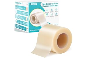 HONKID Hydrocolloid Roll for Wound Care, 2in x 5ft Extra Large Hydrocolloid Bandages, Self-Adhesive, Cut-to-Size, Ultra Absorbent, Flexible & Waterproof, Sterile Foil Pouch, First Aid Kit Essential
