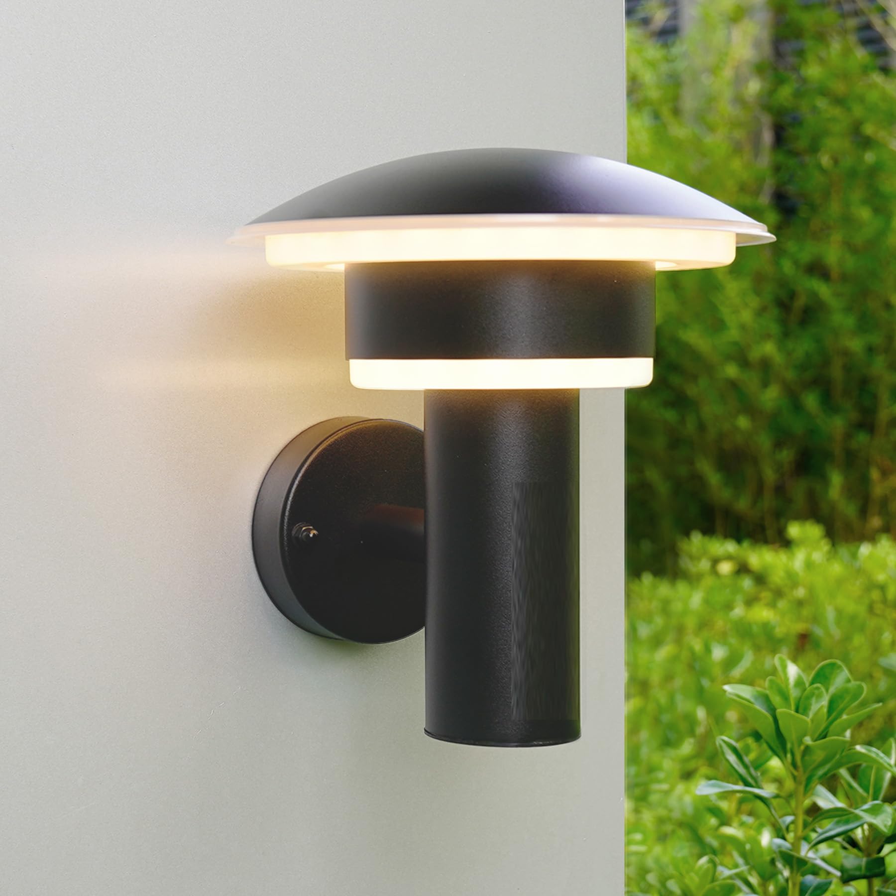 NBHANYUAN Lighting® Outside Wall Light,Exterior Wall Light,IP44 SUS304 Stainless Steel Weatherproof Wall Lamp for Front Door,Garden,Porch,Black,3000K Warm White 1000LM