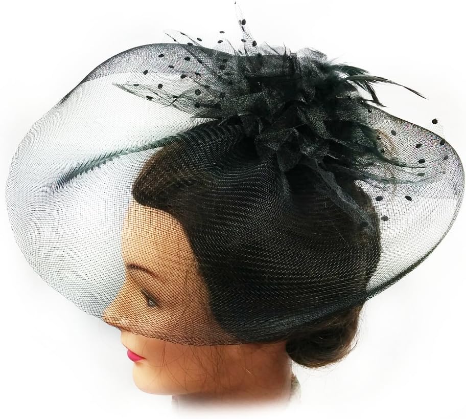 Fascinator - Black Flower Net Mesh Hair Clip
