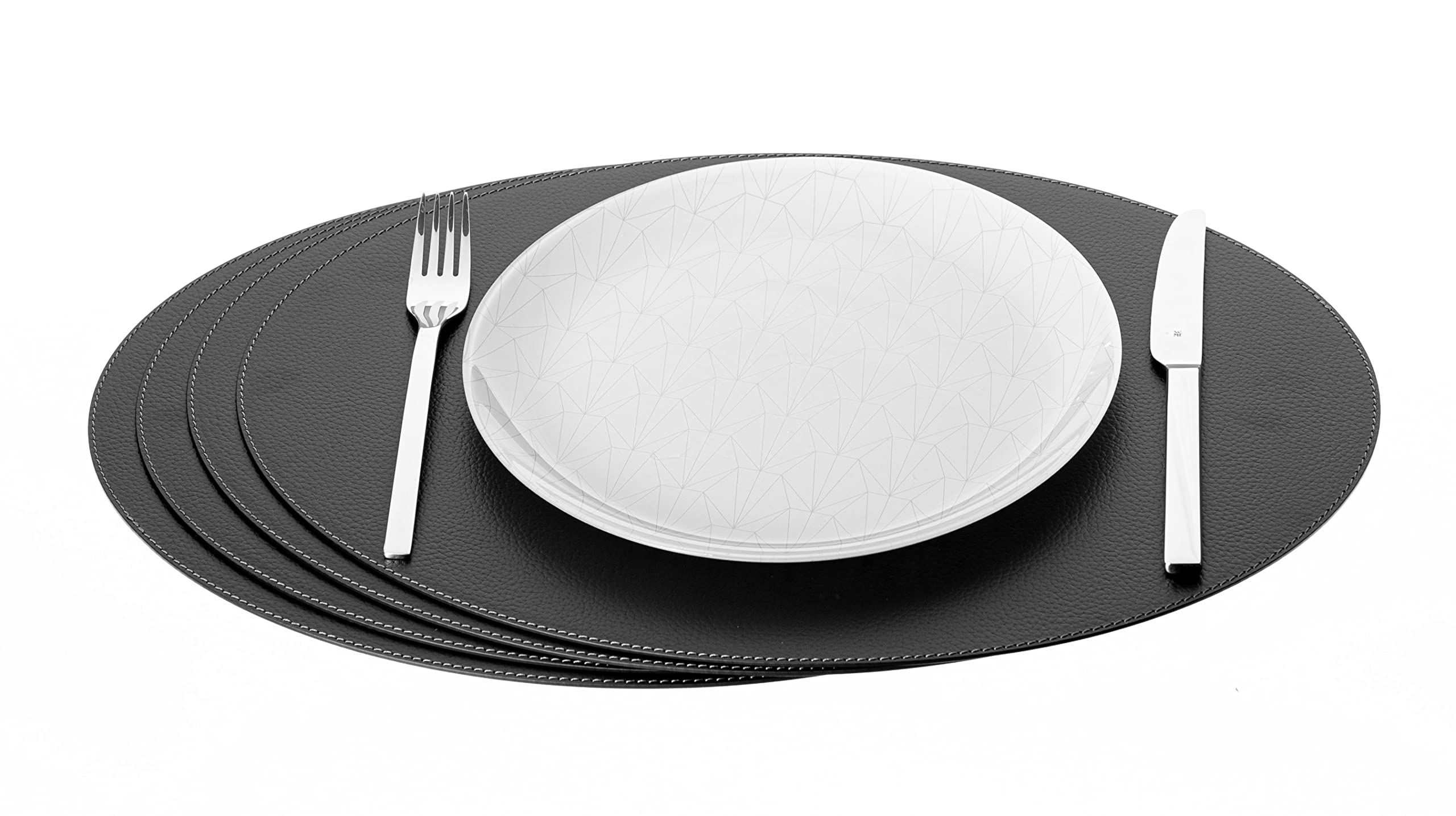 New Nikalaz Set of Oval Placemats, 4 table mats, place mats 45.7 x 33.02 cm (Black) — image 1