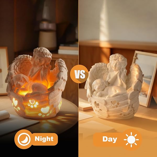AQNTQCN DOG MEMORIAL GIFTS FOR LOSS OF DOG, PET MEMORIAL GIFTS FOR DOGS, RESIN ANGEL STATUES WITH LED CANDLE, PET SYMPATHY GIFT(LARGE), FOR HOME DECOR OR DESK (LARGE)