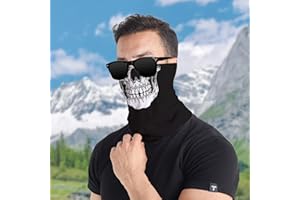 Flame Skull Neck Gaiter Windproof Sun Protection Face Cover for Halloween, Outdoor Sports, and Motorcycle Riding