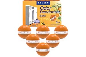 Xcleen Sneaker Deodorizer Balls Citrus Scent 6 Pack, Odor Deodorizer Balls for Shoes Car Gym Bag Closet, Long Lasting Small Space Air Freshener With Essential Oil…