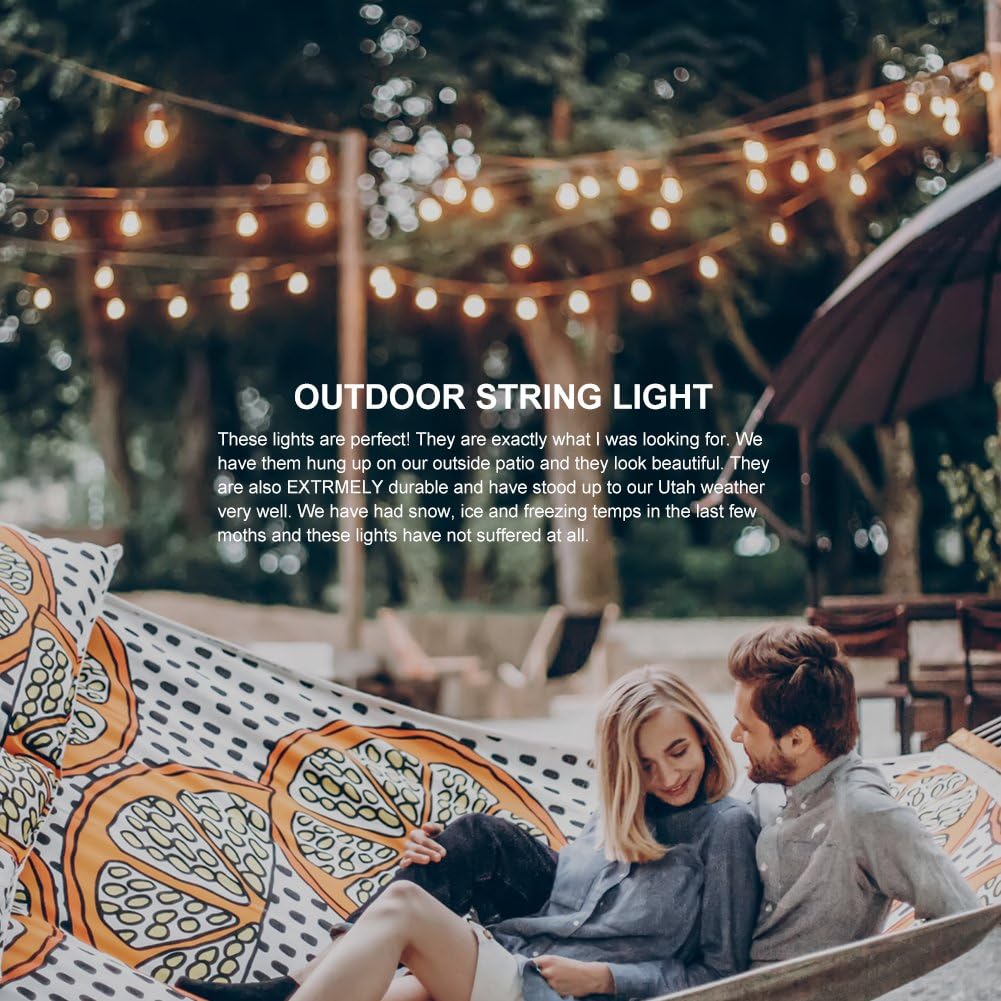 addlon Outdoor String Lights Commercial Grade Weatherproof Strand Edison Vintage Bulbs Hanging Sockets, 24FT UL Listed Heavy-Duty Decorative Café Market Patio Lights for Bistro Garden Porch - - 
