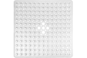 IKKAKOI Clear Square Shower Bathtub Mat Non Slip 21x21 Inch, Soft Bath Mat for Inside Shower Tub, Shower Stall Mats for Bathr