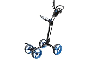 Qwik-Fold Folding Golf Push Cart 4 Wheel with Foot Brake – 1-Second Open & Close Golf Bag Cart, Adjustable Handle, Ball-Bearing Wheels, Lightweight Aluminum Frame, Umbrella Holder Included