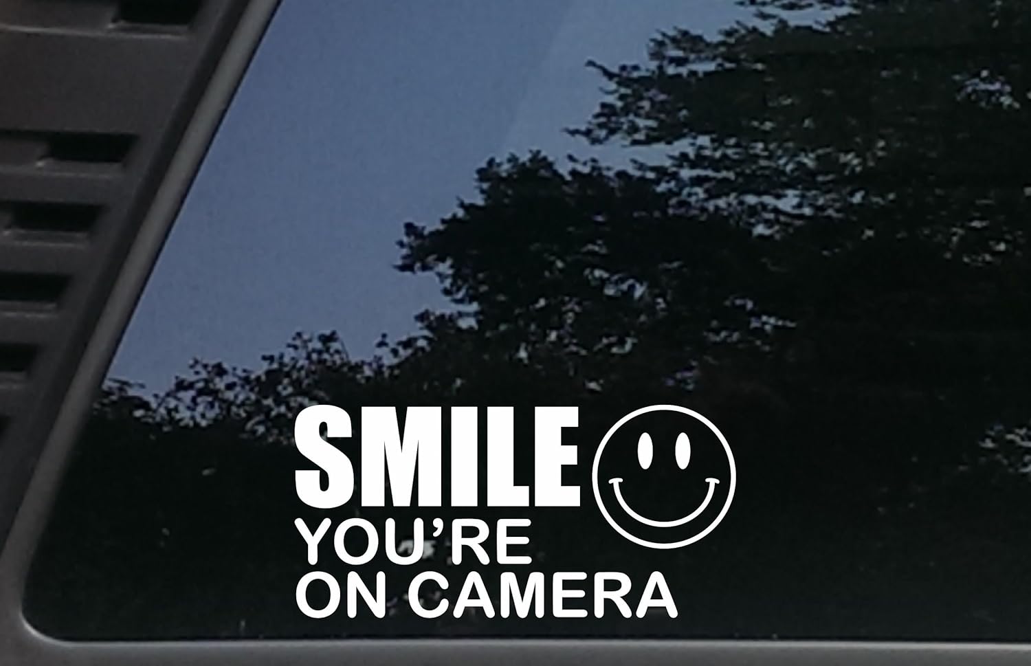 SMILE You're on Camera - 7 1/4" x 3 1/2"die cut vinyl decal for storefronts, cars, trucks, windows, boats, tool boxes, laptops, etc