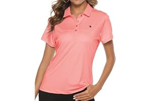 TBMPOY Women's Golf Polo T Shirts Lightweight Moisture Wicking Short Sleeve Shirt Quick Dry 4-Button
