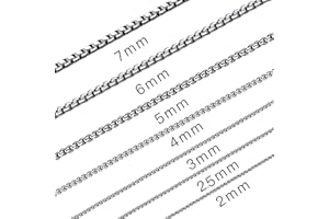 SANNYRA Silver Chain for Men, Stainless Steel Necklace Mens Chain, Dog Tag Silver Necklace for Pendant, 1-7mm 8-36inches Square Rolo Necklaces for Women