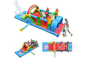 25FT Commercial Grade Bounce House for Adult, (Heavy Duty PVC)(950W UL Blower) Inflatable Obstacle Course, with Water Slide, 