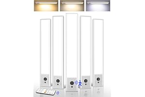 EZVALO 5 Pack Under Cabinet Lighting, 2400mAh Rechargeable Motion Sensor Light, 10inch Magnetic Closet Lights with Dimmable & 3 Color Temps, Wireless Motion Activated Lights with Remote for Kitchen