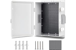 CQENPR Outdoor Waterproof Electrical Junction Box, ABS Water Resistant Enclosure with Internal Mounting Panel & Hinged Cover (13"H* 9.2"L* 5.6"W)