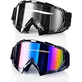 Carsories 2Pcs Dirt Bike Goggles Motocross Motorcycle ATV Riding Dustproof Windproof Off Road Racing MX Four Wheeler Goggles