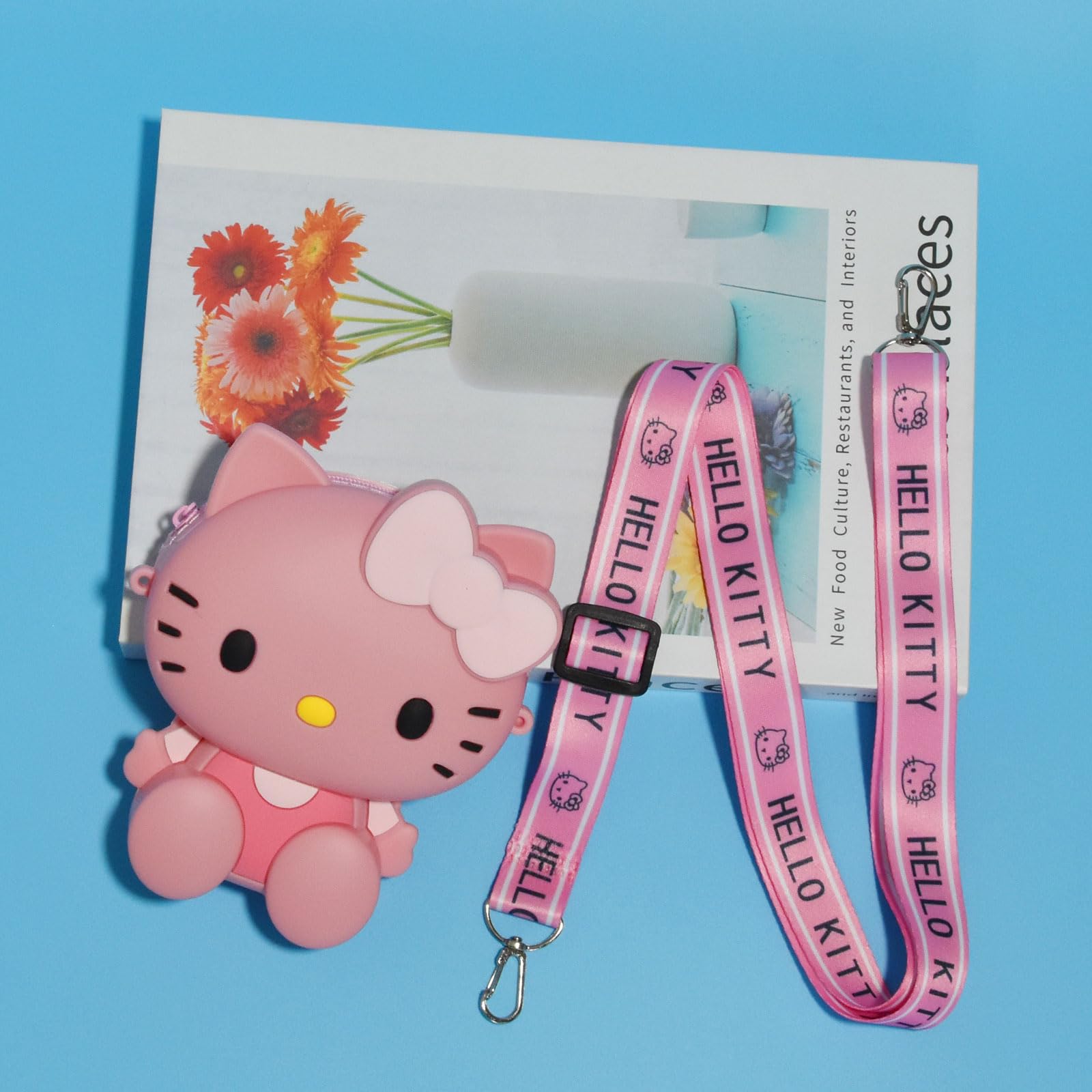 ENENSET Kitty Crossbody Bag with Adjustable Shoulder Strap, Handbag with Zipper Cute Mini Anime Kitty Coin Wallet Purse