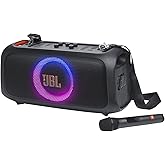 JBL PartyBox On-The-Go Essential - Portable party speaker with built-in lights and wireless mic - Black (Renewed)