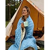 tomilk Heated Camping Blanket Battery Operated, 12V Cordless Heated Blanket with 15000mAh Battery, Wearable Heated Camping Blanket (Blue)