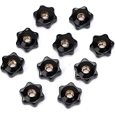 Mozeat Lens 10 Pack 6 Star Knobs 1/4 Inch 20 Female Threaded Hexagon Head Thru Knob Clamping Knobs Jig Knobs T Knob