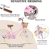 Glerc 20 Inch Kids Bike Pink with Basket Bell Stabilizers for Girls 7-13 view 3