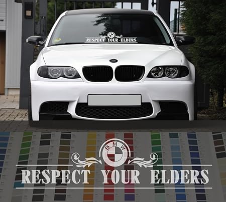Amazon Respect Your Eldersユーロスタイルフロントガラスデカールステッカーjdm車17デザイン 36 ブラック Stisn 外装 エアロパーツ 車 バイク