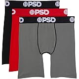 PSD Men's Basic Solid Boxer Briefs - Breathable and Supportive Men's Underwear with Moisture-Wicking Fabric