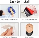 Vibbang Adhesive Hat Holder 10 Pack Wall Mount No Drilling White Hat Rack view 2