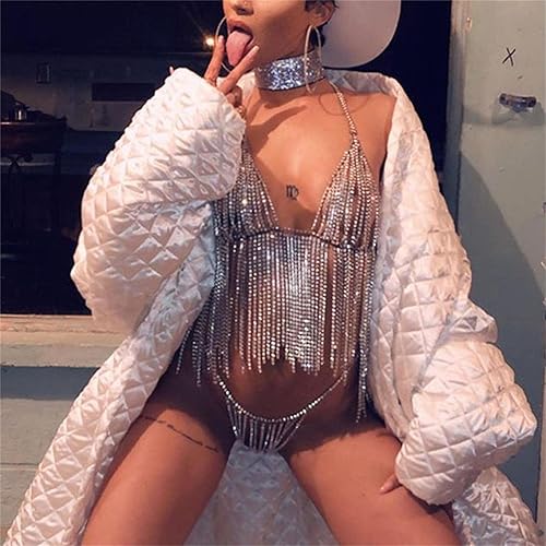 Sexy Diamond Chest Chain Bra Panties Sparkly Rhinestone Body Chain Crystal  Bikini Chest Jewelry Lingerie Woman Nightclub Clothing (Gold) in Saudi  Arabia