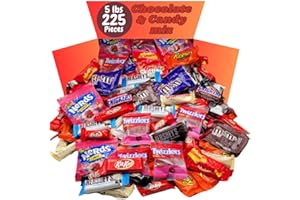 SWEETSOME Chocolates and Candy Assortment Halloween Trick or Treat Individually Wrapped Bulk Candies, Fun Size - Includes Skittles, Twizzlers, Hersheys, KitKat, Nerds, M&Ms, ReesesPieces, Snickers and Starbusts - Pinata Filler, Office Pantry, College Students Or Birthday Parties - 5 Pound (Pack of 1)