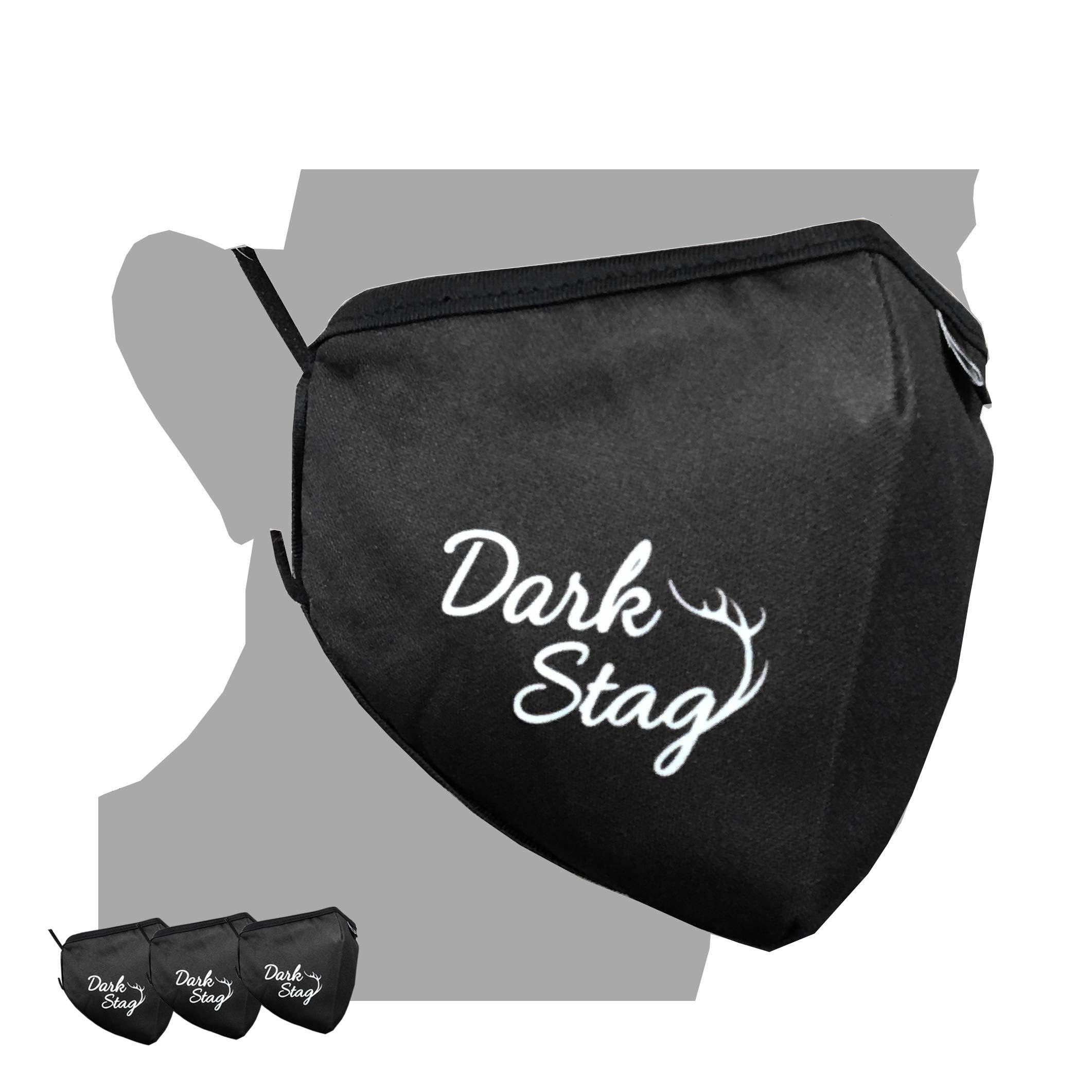 3 x Pack Dark Stag Washable Barber Face Mask Black – with filter pocket (3 pack Black)