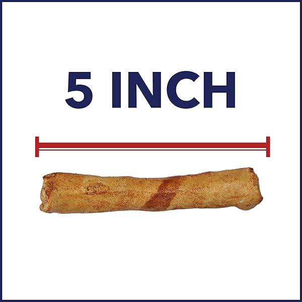 PET FACTORY 100% MADE IN USA BEEFHIDE 5″ CHIP ROLLS DOG CHEW TREATS – BEEF & CHICKEN FLAVOR, 20 COUNT/1 PACK