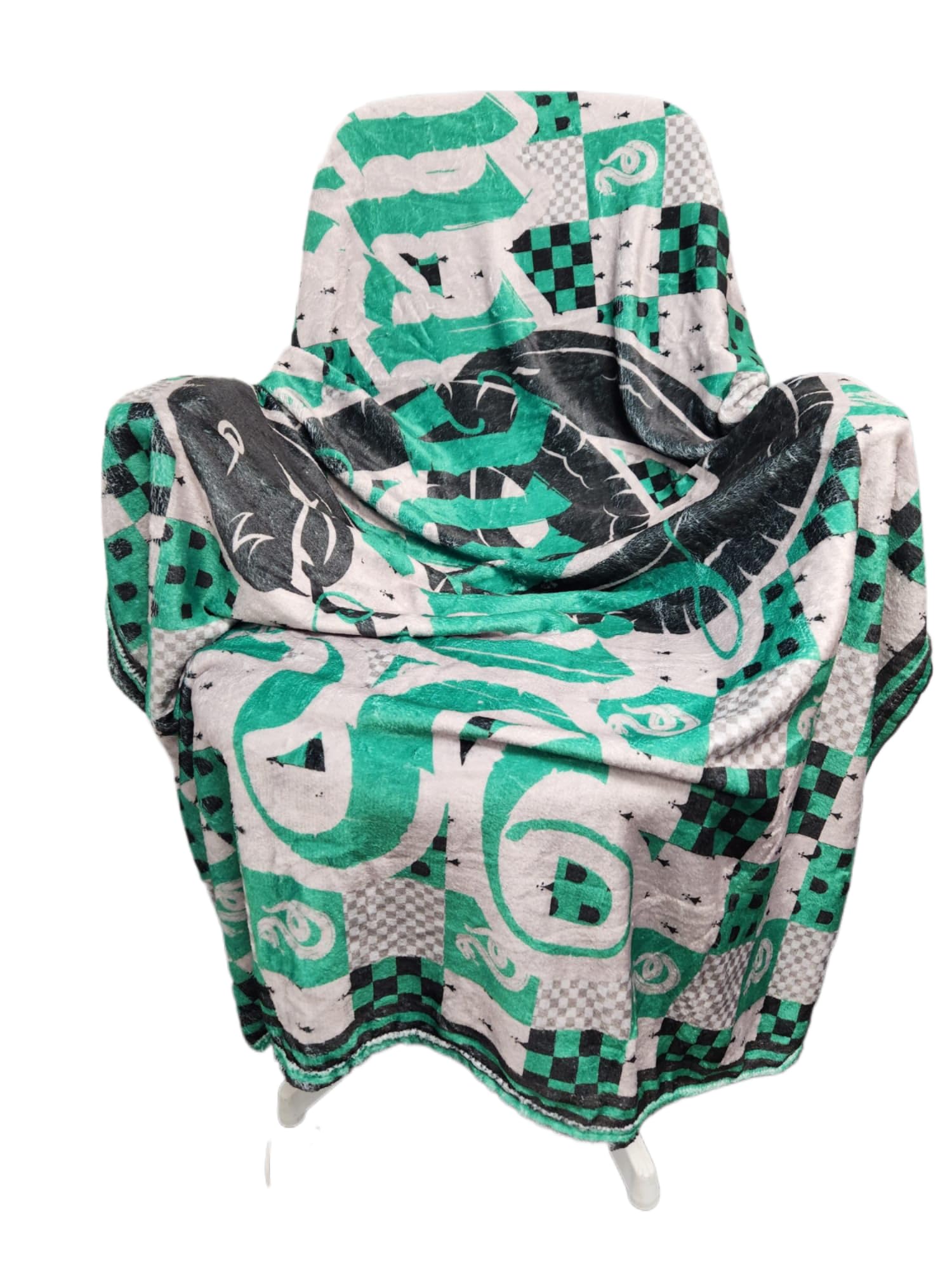 Harry Potter Four House Throw Blanket - Cozy Hogwarts Houses Design (Green - slytherin)