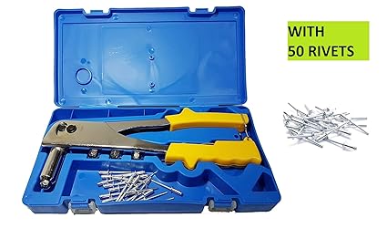 Inditrust CHROME FINISH Stainless Steel Pop Rivet Tool Riveter Gun with 20Pc Rivet Including Blind Rivets Repair Tools Kit Heavy Hand Tool Heavy Duty Fast Hitting Rivet Gun