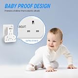 Unidapt 3 Way Socket Extension with 3 USB Ports UK 3 Pin G Plug 6-in-1 White view 5
