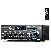 AK45 Pro Stereo Amplifier Home Audio Stereo Receivers,Rated Power 50W x2, Max 800W, Bluetooth 5.0 2.0 Channel Audio Receiver for Home Theater Speakers w/USB/SD/RCA/2 MIC in for Garage