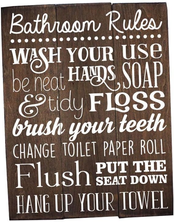 Olga212Patrick Bathroom Rules Sign Rustic Kids Bathroom Art Kids Bathroom Wall Decor Rustic Bathroom Sign Bathroom Wall Art 11" x 14".