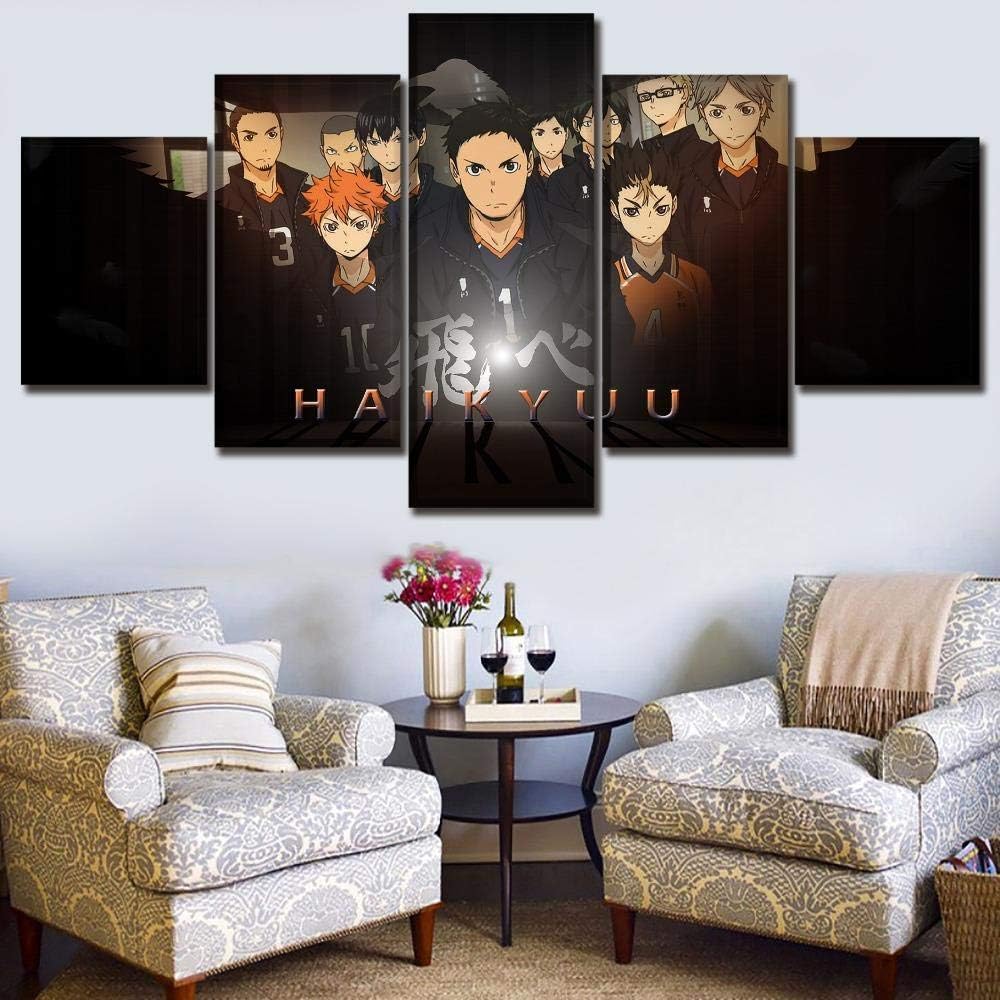 XIAOAGIAO 5 Canvas Prints Canvas Poster Living Room Decor Modular Framework 5 Pieces Anime Haikyu!! Paintings Wall Art Canvas Print Pictures Paintings on Canvas