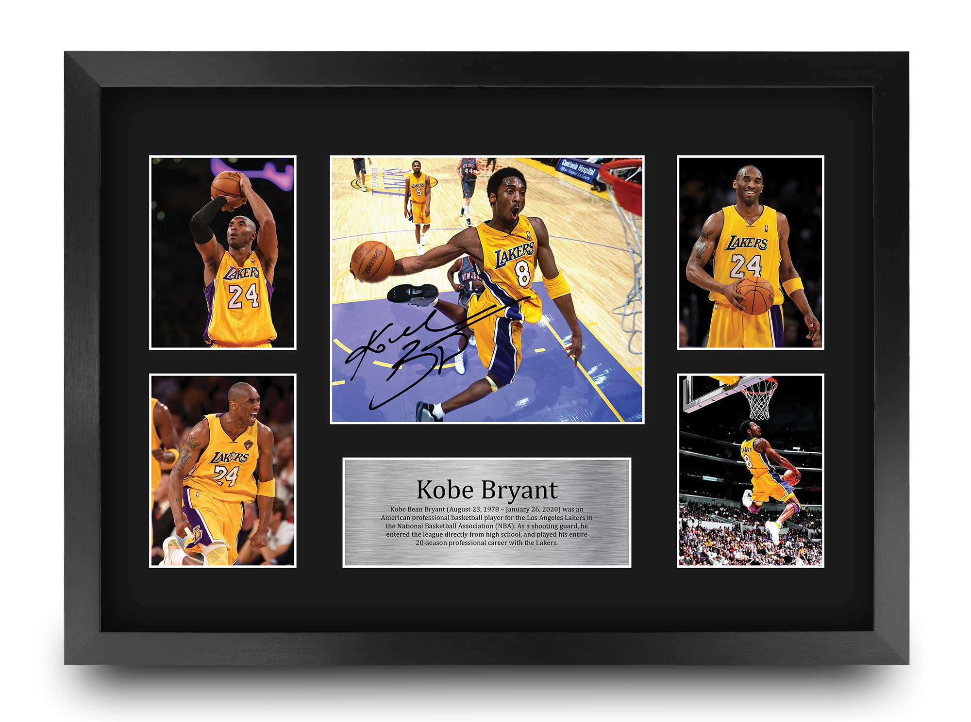 HWC Trading A3 FR Kobe Bryant Gift Signed Large Framed A3 Printed Autograph Los Angeles Lakers Gifts Photo Display