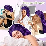 BONNET QUEEN Silk Bonnet for Sleeping Long Hair & Braids Dark Purple view 6