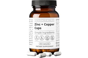 Santa Cruz Paleo, Zinc & Copper Mineral Supplement, High Absorption Formula, Zinc Supplement for Skin & Hair, L Methionine, Copper Gluconate, Trace Minerals, Gluten Free, Keto, Paleo, 60 Capsules
