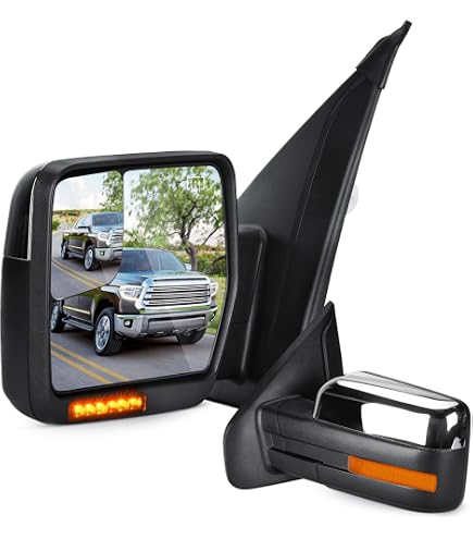 AERDM Espejos De Remolque Para Ford F150 2004-2014, Descongelación Con Calefacción Eléctrica Con Señal De Giro ámbar Y Luz De Charco, Par