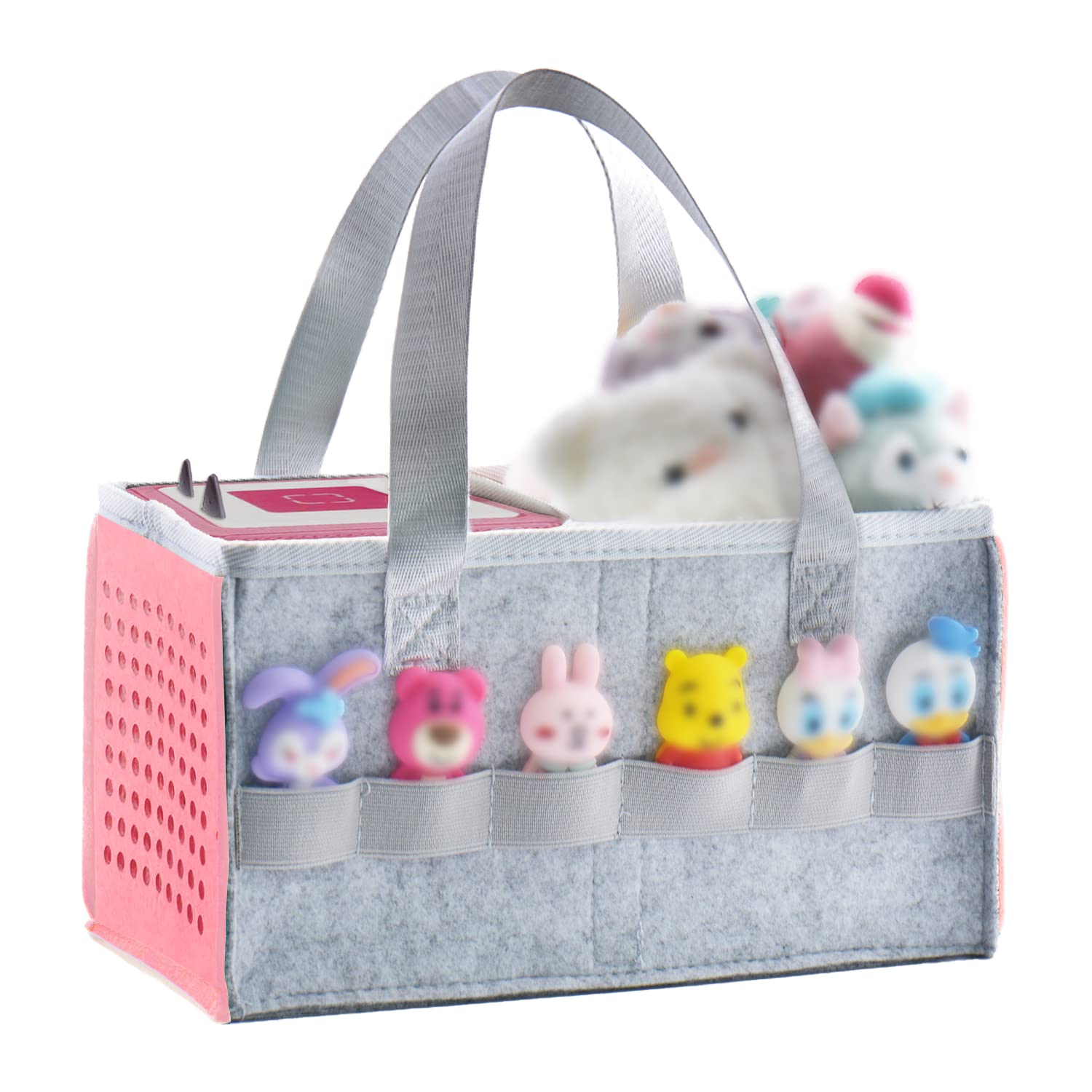 Tonies Carry Case, Carrying Case for Toniebox Starter Set and Accessories Tonies Case Travel Storage Felt Bag with Handle for Toniebox and Tonies Figurine (Light Pink)