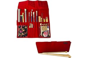 Yazzii Knitting Needles Case - Travel Organizer for Knitting Needles - Rolling Organizer Case Red