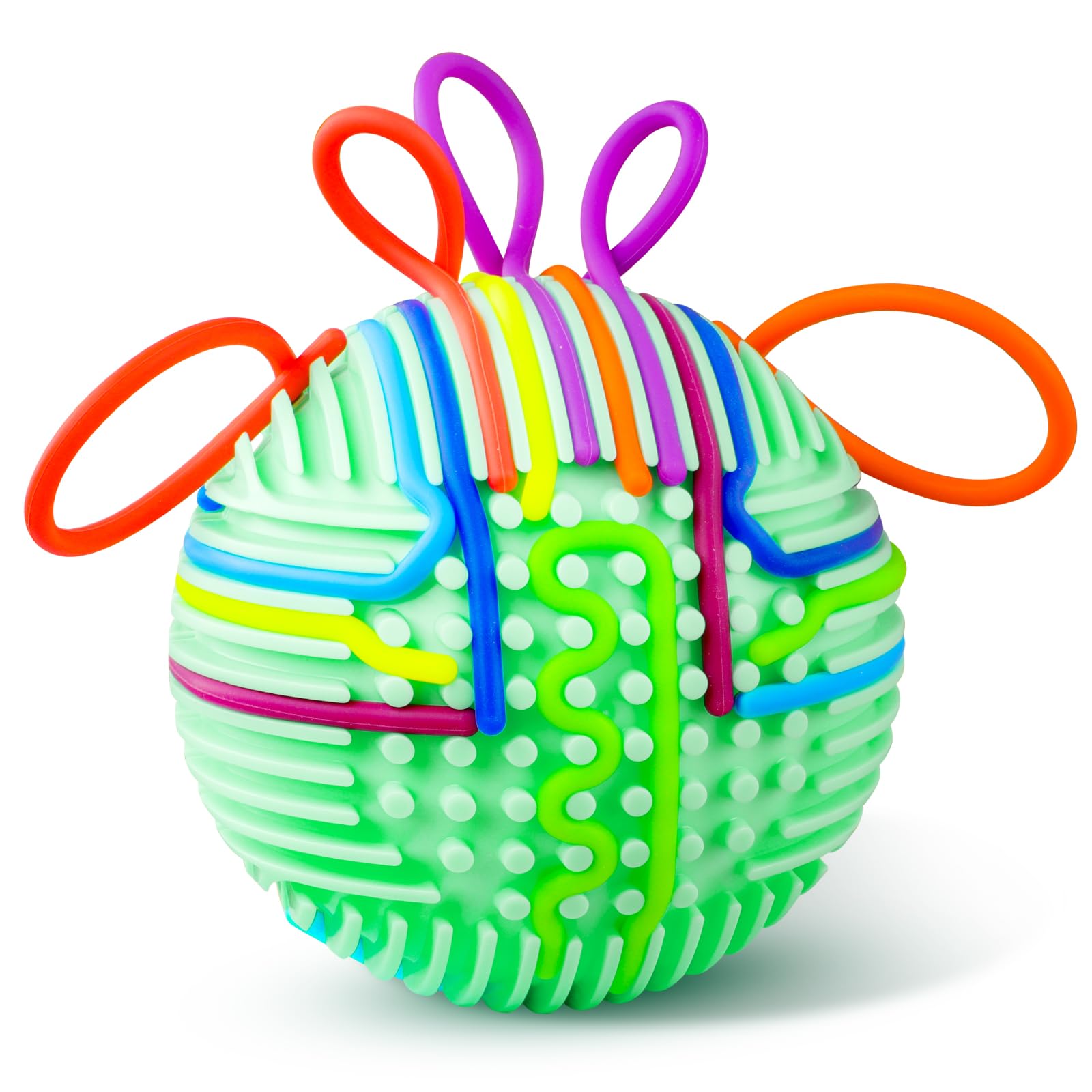 COLWINKU Sensory Activity Ball with 16 Silicone Sticks, Fidget Toys for Kids Adults, Autism Sensory Toys ADHD, Anxiety, Stress Relief, Travel-Friendly Toy Ideal Home Birthdays Light Green