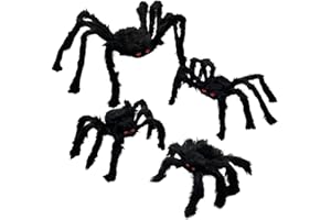 Anditoy 4 Pack Halloween Spiders Giant Fake Scary Hairy Spider for Halloween Decorations Outdoor Halloween Decor Indoor Yard Party Decoration