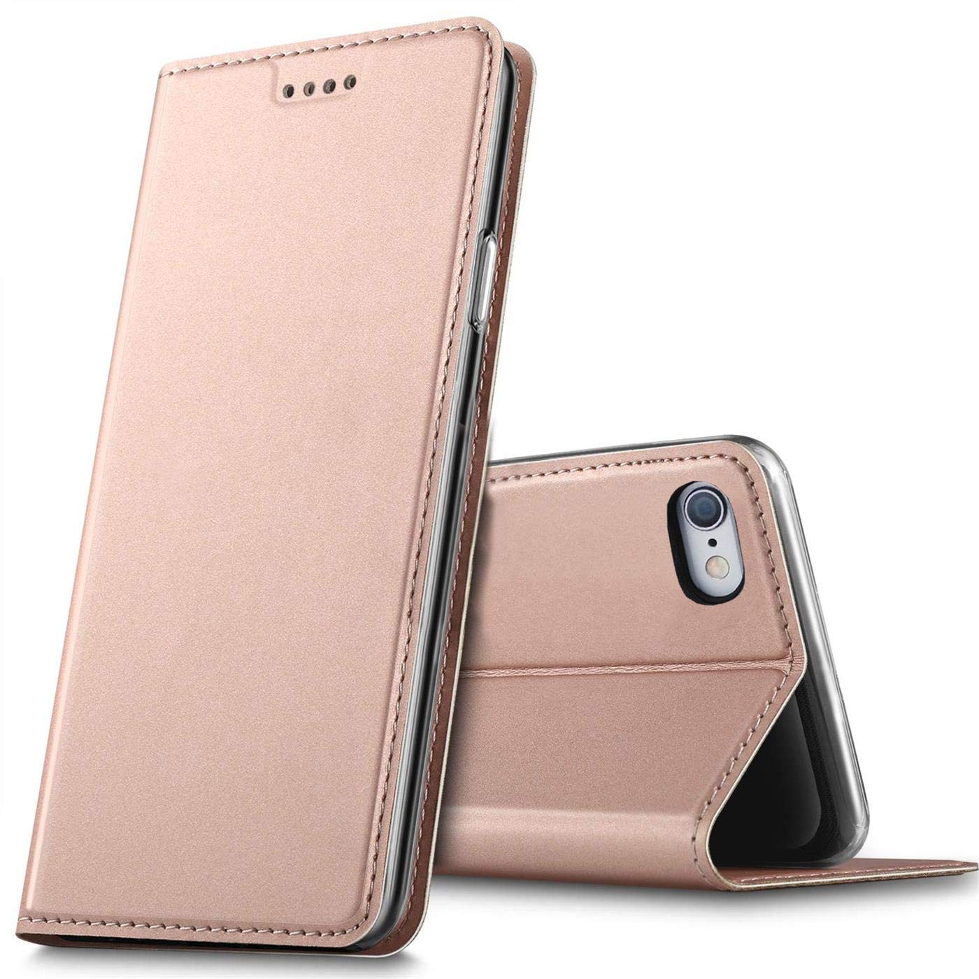 Verco Case compatible with Apple iPhone 6s Plus, Flip Wallet Cover with Magnetic Closure for iPhone 6 Plus Phone Case - rose gold