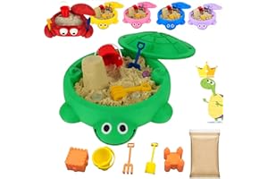 AODOMIS Mini Turtle Sandbox with Lid- Desk Zen Garden Kit, Adult Sensory Sandscape with Molds, Sand & Mini Tools, Zen Garden for Desk, Fun Gifts & Home Office Decor for Meditation and Stress Relief(Green)