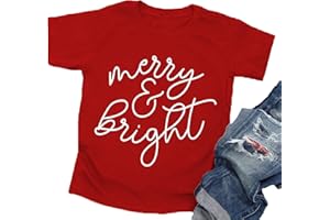 LAZYCHILD Christmas Shirts Toddler Boy Girls Merry and Bright T-Shirt Christmas Lights Graphic Tees Holiday Tops