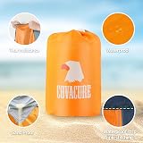 COVACURE Beach Blanket Mat 210x200cm with 3 Zipper Pockets Sandproof Orange view 2